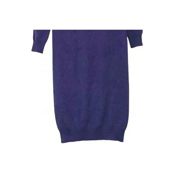 Cashmere Sweater Dress Size Small Bodycon 3/4 Sleeve Blue Purple Stretch Knit - Picture 9 of 11